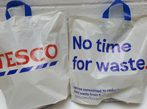 What size are on sale tesco carrier bags