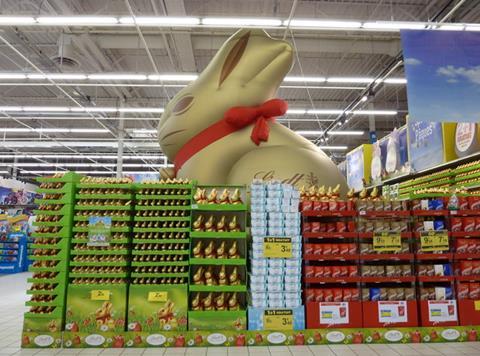 carrefour france lindt easter confectionery aisle