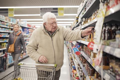 old shopper man aisle honey
