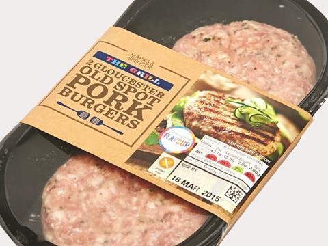 own label 2015, meat - meatballs and burgers, m&s pork burgers