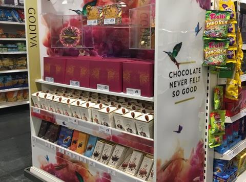 sainsburys godiva chocolate confectionery display