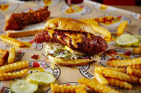5. Daves Hot Chicken selects on tray
