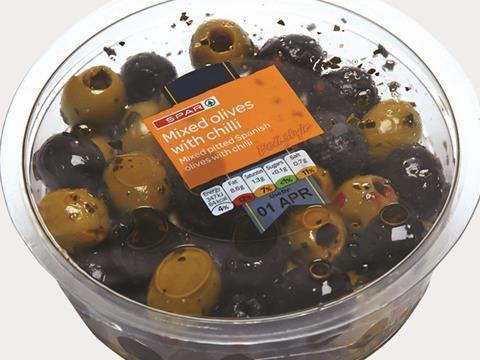 own label 2015, olives and tapas, spar mixed olives