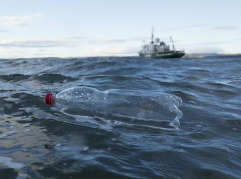 Selfridges plastic bottle in sea web