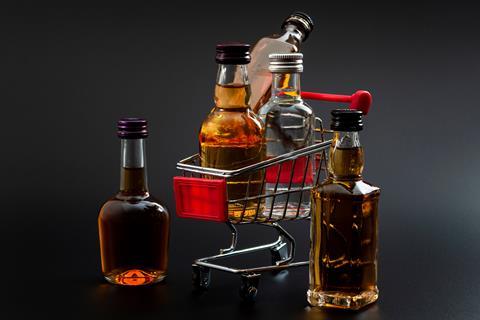 mini spirits bottles in trolley