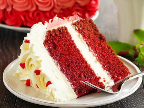 Slice of red velvet cake