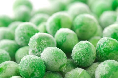 Frozen peas dry ice