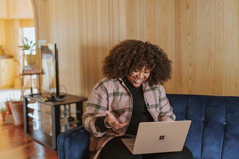 woman on laptop video call