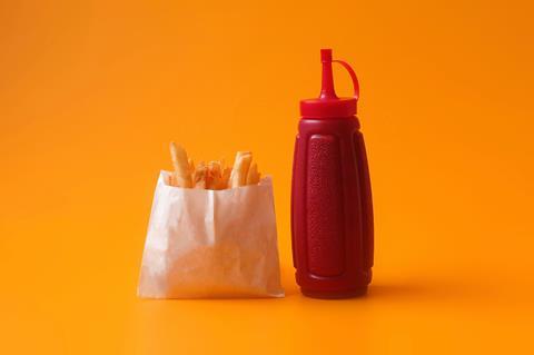 squeezy ketchup and some fries