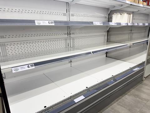 Empty shelves supermarket food security insecurity egg shortage GettyImages-2206112179
