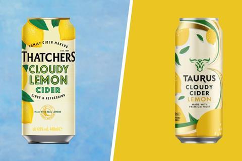 Thatchers Cloudy Lemon Cider and Aldi's Taurus Cloudy Lemon Cider