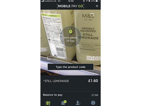 M&S checkout-free app