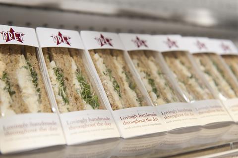 Pret A Manger sandwiches in fridge