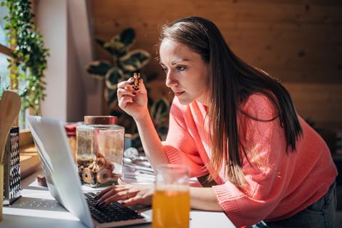 Eating biscuits online laptop computer