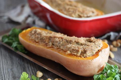 vegan vegetarian stuffed butternut squash