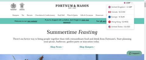 Fortnum & Mason website