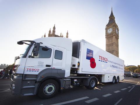 Tesco truck with poppy
