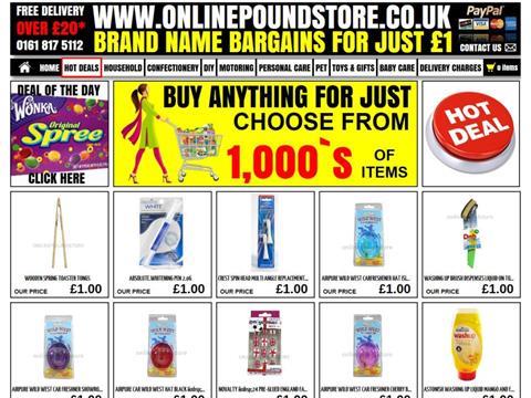 Onlinepoundstore.co.uk homepage