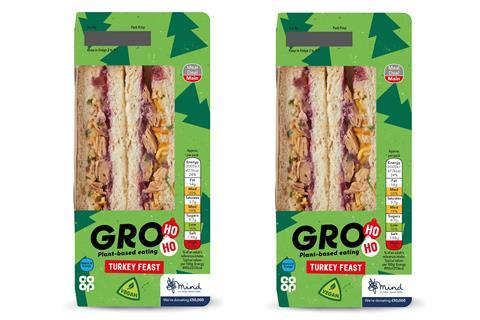 Coop GRO Vegan No Turkey Lunch sandwich