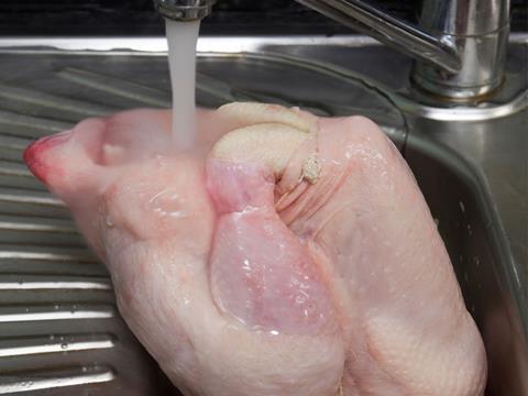 Campylobacter, washing raw chicken