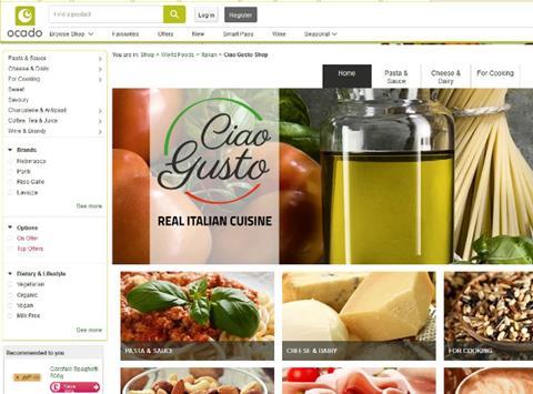 Ciao Gusto website on Ocado
