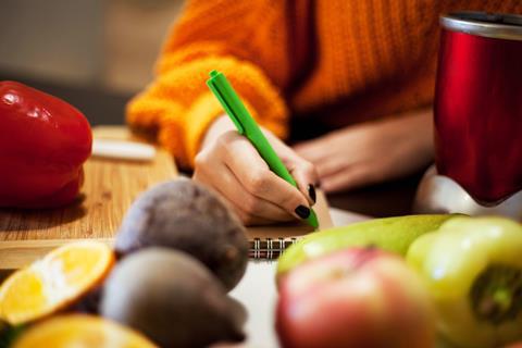 woman writing shopping list