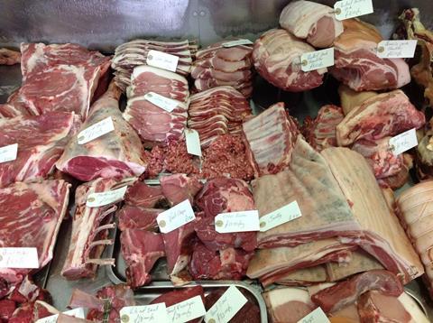 Meat on display at The Butchery