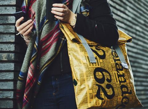 Abel & Cole tarpaulins turned into anti-theft handbags | News | The Grocer