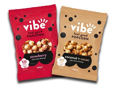 Butterkist sister brand Vibe, coconut & cacao and strawberry variants