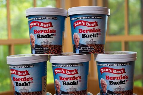 Bernie's Back Bernie Sanders ice cream