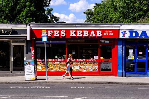 Junk food takeaway kebab shop street