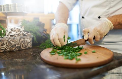 Chef preparing vegetables