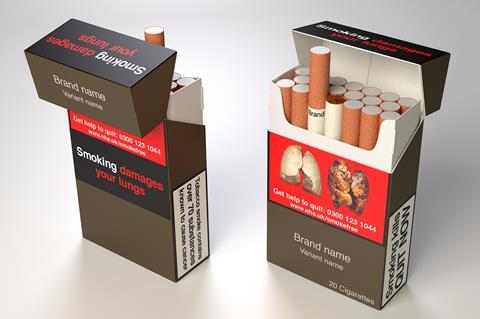 Standardised packs cigarettes