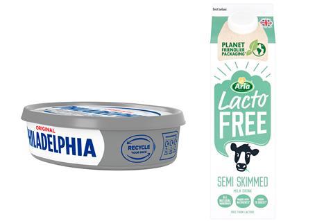 Philadelphia and Lactofree packaging