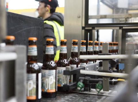 Co-op Triple Hop beer on Robinsons Brewery production line