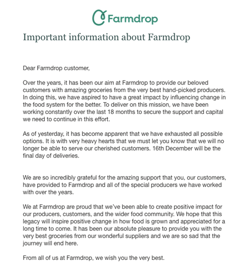 Farmdrop statement