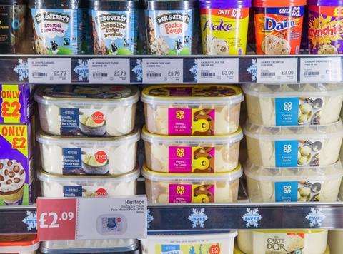 co-op own label ice cream in nisa store