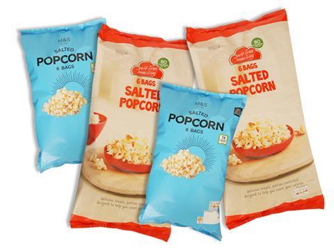 Marks & Spencer popcorn packaging