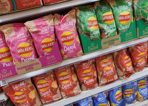 Walkers Baked products on a shelf - paper packaging (credit to Mark Mackenzie)