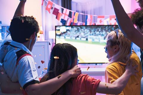 World cup watching at home in the evening
