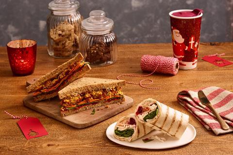 costa christmas Turkey Bacon & Stuffing Wrap and Veggies Under Vests Sandwich