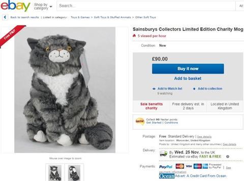 Sainsbury's Mog Ebay screenshot