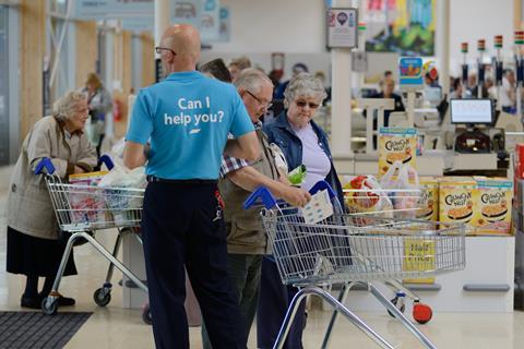 tesco staff and elderly shoppers