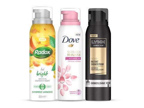 Radox, Lynx and Dove 2-in-1 shower-and-shave mousses