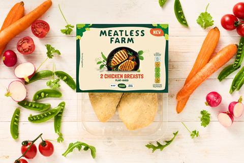 Pack-Shot Meatless Farm Plant-Based Chicken Breast, RRP £3.50 (Tesco and ASDA)