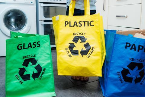 Kerbside plastic glass paper recycling bags