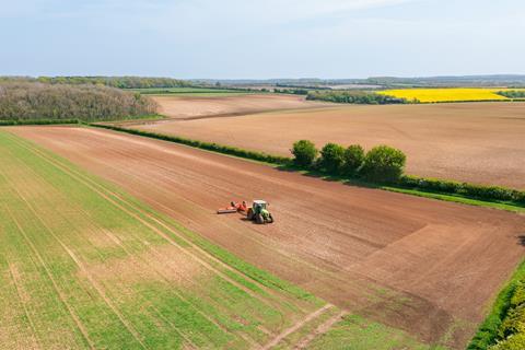 Aerial shot of fields