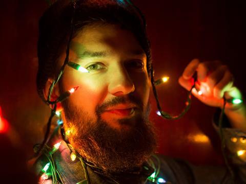 beard man christmas lights
