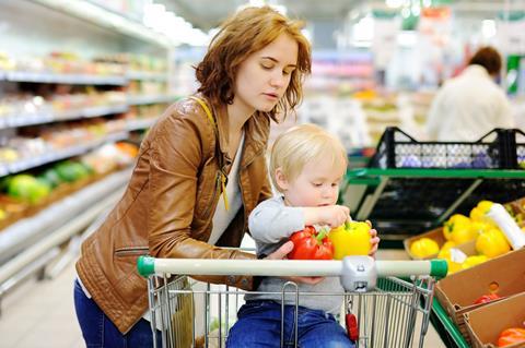 mother and child shopping customer