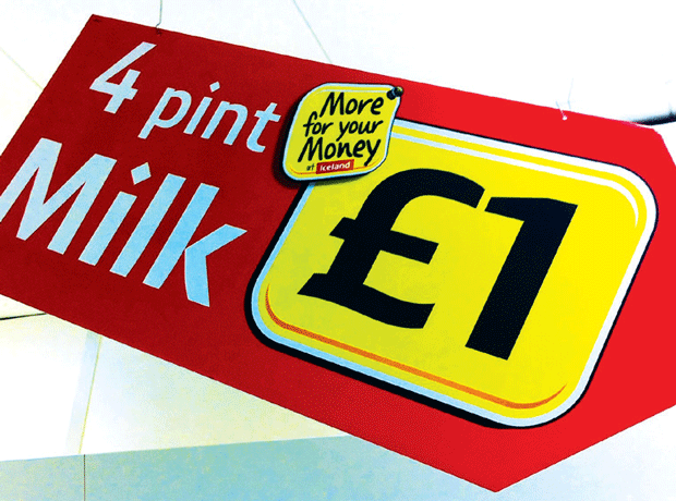 Iceland 4 pint milk sign